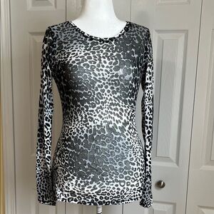 Express Leopard Print Burnout Top (L)